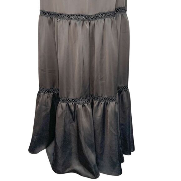 Jonathan Simkhai Black Tiered Cutout Spaghetti Strap Bow Tie Midi Dress Medium - Picture 4 of 10